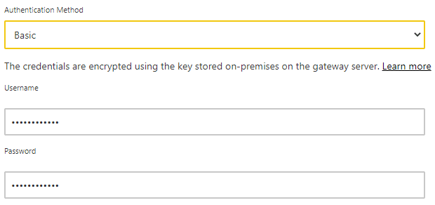 Basic Authentication - Power BI Data Gateway